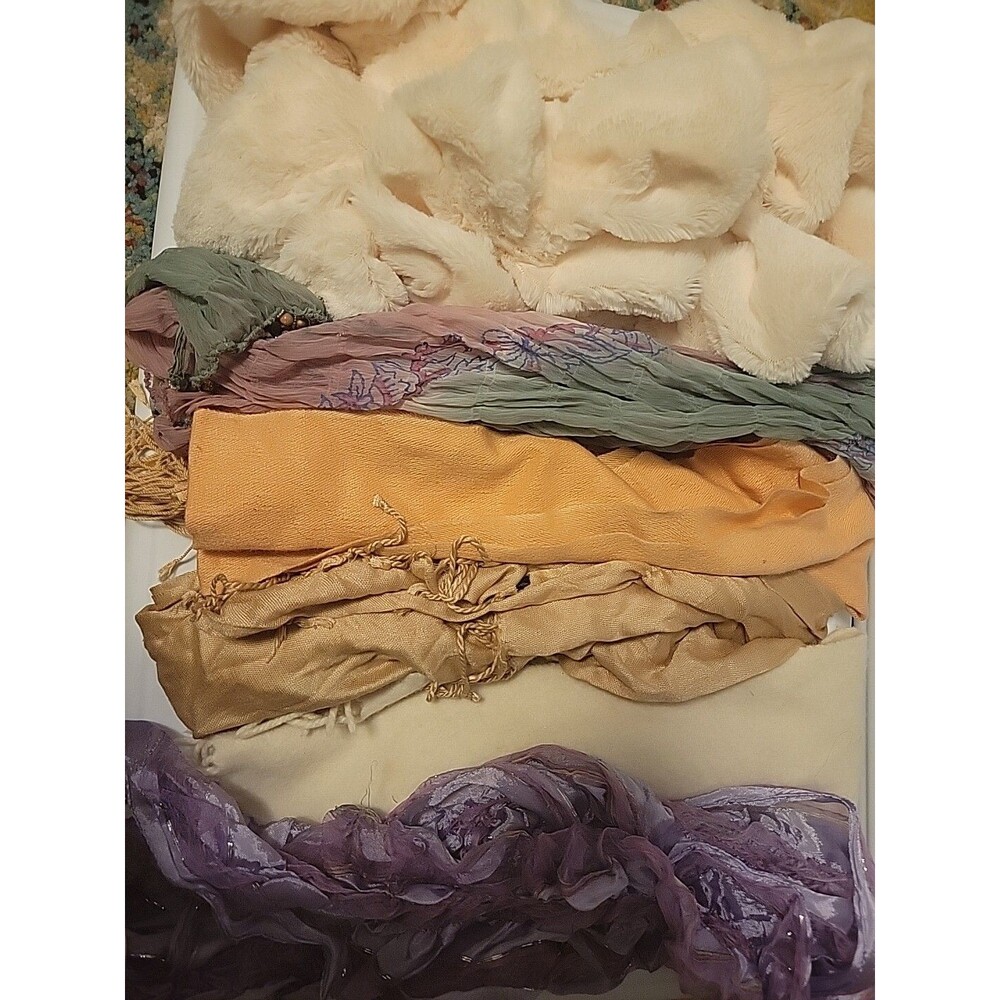 Lot Of 6 Vintage Winter Scarves Neutrals Scarf Cream TN Soft Cozy Scarf Bundle